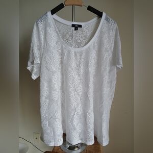 Ellos Lace Top Size 2X White